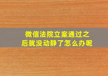 微信法院立案通过之后就没动静了怎么办呢