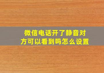 微信电话开了静音对方可以看到吗怎么设置