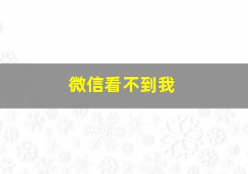 微信看不到我