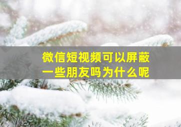 微信短视频可以屏蔽一些朋友吗为什么呢