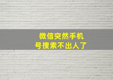 微信突然手机号搜索不出人了