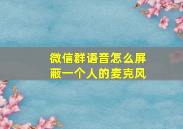 微信群语音怎么屏蔽一个人的麦克风