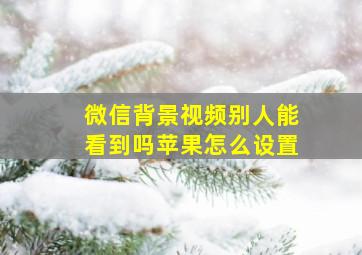 微信背景视频别人能看到吗苹果怎么设置