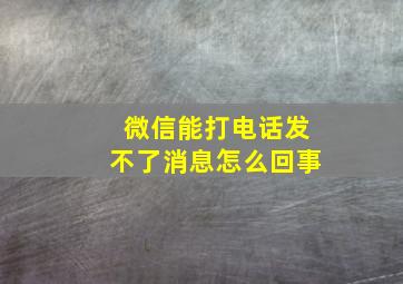 微信能打电话发不了消息怎么回事