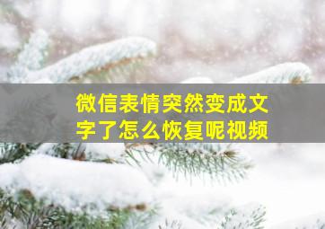 微信表情突然变成文字了怎么恢复呢视频