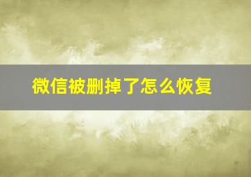 微信被删掉了怎么恢复