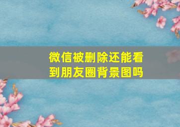 微信被删除还能看到朋友圈背景图吗