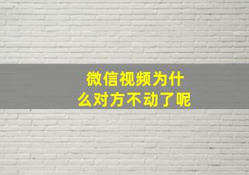 微信视频为什么对方不动了呢