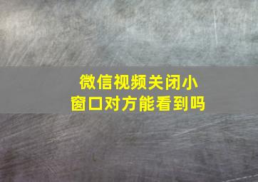 微信视频关闭小窗口对方能看到吗