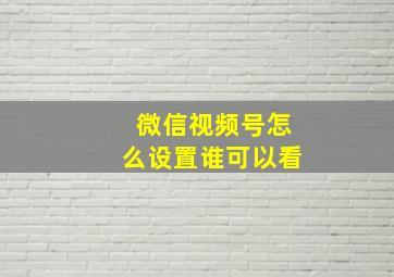 微信视频号怎么设置谁可以看