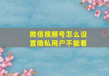 微信视频号怎么设置隐私用户不能看