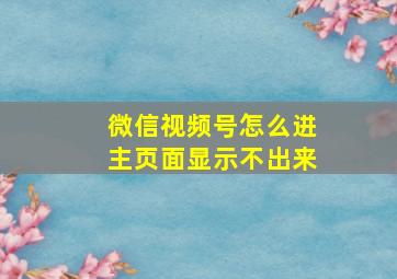 微信视频号怎么进主页面显示不出来