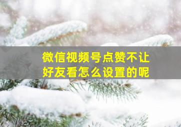 微信视频号点赞不让好友看怎么设置的呢