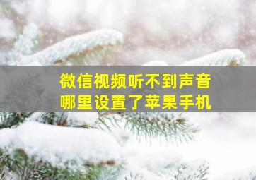 微信视频听不到声音哪里设置了苹果手机