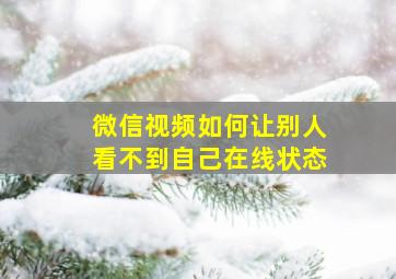 微信视频如何让别人看不到自己在线状态