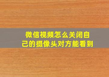 微信视频怎么关闭自己的摄像头对方能看到