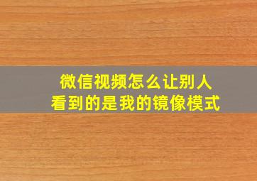 微信视频怎么让别人看到的是我的镜像模式