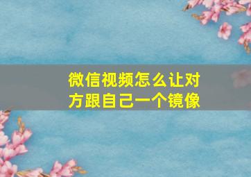 微信视频怎么让对方跟自己一个镜像