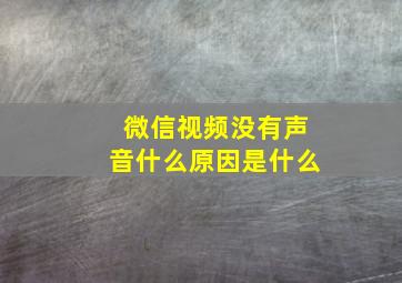 微信视频没有声音什么原因是什么