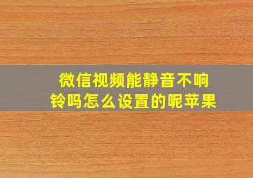 微信视频能静音不响铃吗怎么设置的呢苹果