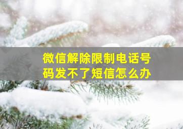 微信解除限制电话号码发不了短信怎么办