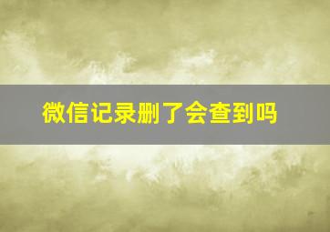 微信记录删了会查到吗