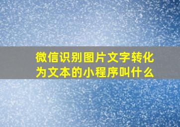 微信识别图片文字转化为文本的小程序叫什么