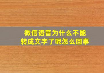 微信语音为什么不能转成文字了呢怎么回事