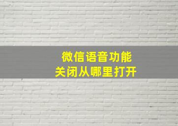 微信语音功能关闭从哪里打开