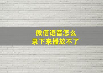 微信语音怎么录下来播放不了