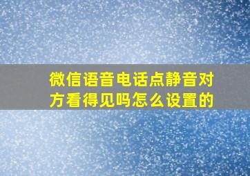 微信语音电话点静音对方看得见吗怎么设置的