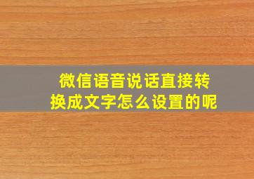 微信语音说话直接转换成文字怎么设置的呢