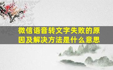 微信语音转文字失败的原因及解决方法是什么意思