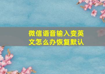 微信语音输入变英文怎么办恢复默认