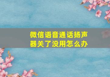 微信语音通话扬声器关了没用怎么办