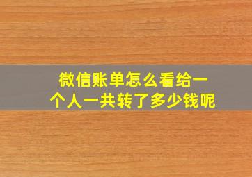 微信账单怎么看给一个人一共转了多少钱呢