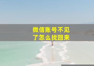 微信账号不见了怎么找回来