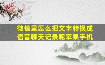 微信里怎么把文字转换成语音聊天记录呢苹果手机