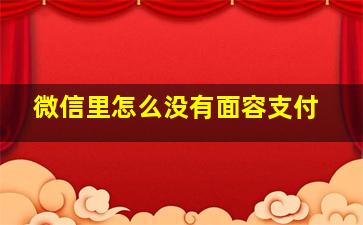 微信里怎么没有面容支付