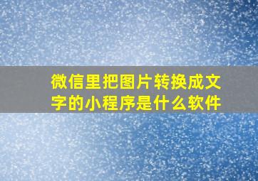 微信里把图片转换成文字的小程序是什么软件