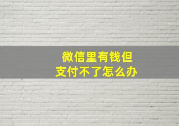 微信里有钱但支付不了怎么办