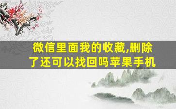 微信里面我的收藏,删除了还可以找回吗苹果手机