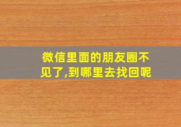 微信里面的朋友圈不见了,到哪里去找回呢