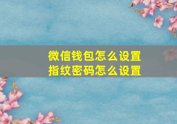 微信钱包怎么设置指纹密码怎么设置