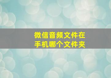 微信音频文件在手机哪个文件夹