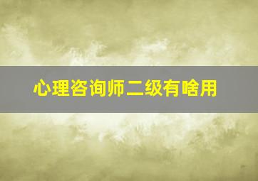 心理咨询师二级有啥用