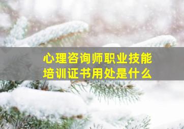 心理咨询师职业技能培训证书用处是什么