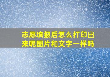 志愿填报后怎么打印出来呢图片和文字一样吗