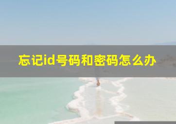 忘记id号码和密码怎么办