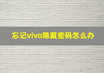 忘记vivo隐藏密码怎么办